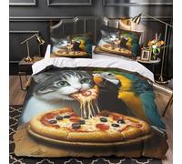 MQBASHIRP Duo d'animaux Amusants 3D Imprimé Housse de Couette 3 pièces Microfibre Anti-Tache Dessin animé fantaisiste Drap de Couette 2 taies léger déco Chambre ado Single（140x200cm）