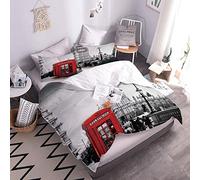 MQBHJI Housse De Couette 220X240 cm 3D Big Ben, Londres - Parure De Lit Adulte en Microfibre 2 Personnes avec Fermeture Éclair, Housse Couette Imprimé avec 2 Taies d'oreiller 65X65 cm