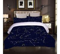 MQBHJI Housse De Couette 220X240 CM 3D Constellation D'Étoiles Bleues - Parure De Lit Adulte en Microfibre 2 Personnes avec Fermeture Éclair, Housse Couette Imprimé avec 2 Taies d'oreiller 65X65 CM