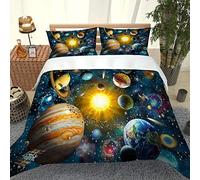 MQBHJI Housse De Couette 220X240 CM 3D Modèle De Soleil Planète Cosmique - Parure De Lit Adulte En Microfibre 2 Personnes Avec Fermeture Éclair, Housse Couette Imprimé Avec 2 Taies D'Oreiller 65X65 CM