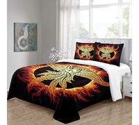 MQBHJI Housse De Couette 220X240 cm 3D Motif De Phoenix De Flamme - Parure De Lit Adulte en Microfibre 2 Personnes avec Fermeture Éclair, Housse Couette Imprimé avec 2 Taies d'oreiller 65X65 cm