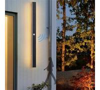 MQDLJSE Applique Murale d'extérieur à LED avec détecteur de Mouvement, étanche, Longue Bande, en Aluminium Noir, éclairage Moderne et Simple pour Jardin, Villa, Porche, terrasse, Garage (l
