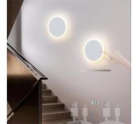 MQDLJSE Applique Murale LED d'intérieur avec Interrupteur Tactile, Applique Murale Moderne Ronde réglable, alimentée par Batterie Rechargeable USB, magnétique pour escaliers (Lot de 2)