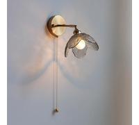 MQDLJSE Applique Murale Vintage en Verre avec Fleur - Applique Murale pour Chambre à Coucher, Ferme, Interrupteur à chaîne - Gris fumé - Lampe de Chevet câblée pour Chambre de Fille, Salle