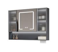 MQDLJSE Armoire de Toilette avec Miroir, Armoire Murale de Salle de Bain, Miroir de Salle de Bain avec étagère, Meuble de Rangement Mural, Miroir LED pour Salle de Bain, avec système antib