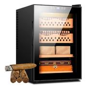 MQDLJSE Cave à cigares électrique 50 L avec contrôle de la température et de l'humidité, capacité de 200 à 300 cigares, Armoire à cigares avec étagères et tiroir en cèdre Espagnol, éclaira