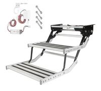 MQDLJSE Escaliers de Camping-Car, marches électriques automatiques/manuelles avec éclairage, pour Camping-Car, Caravane, 150 kg/330 lbs (Couleur : Automatique, Taille : Double Couche)