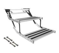 MQDLJSE Escaliers pour Camping-Car, marches électriques automatiques/manuelles avec éclairage, pour Camping-Car, Caravane, 150 kg/330 lbs (Couleur : Manuel avec éclairage, Taille : Double