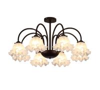 MQDLJSE Grand Lustre en Verre Laiteux Spoutnik, Lustre Floral français en Bronze huilé, plafonnier Semi-encastré du Milieu du siècle, Lustre de Chambre pour Salon, Table à Manger, îlot de