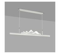 MQDLJSE Grand Lustre linéaire brossé à LED à intensité Variable, Lampe Suspendue Longue, îlot de Cuisine, Hauteur réglable pour Salle à Manger, Salon (Blanc, 100 cm/39,3 Pouces)