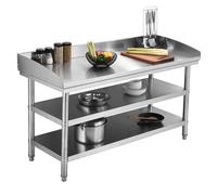 MQDLJSE Îlot de Cuisine Commercial en Acier Inoxydable - Conception fermée à Trois Niveaux, Bords incurvés, Table de préparation Anti-basculement, Table de Cuisine en métal Durable (70x50x