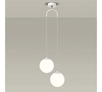 MQDLJSE Lampe Suspendue Moderne à 2 Ampoules en Forme de Globe en Verre, luminaire Suspendu en Aluminium avec Abat-Jour en Boule de Verre, Lustre à Double extrémité à 3 Couleurs pour chamb