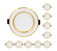 MQDLJSE Lot de 10 Spots LED encastrables 220 V 5 W 9 W 12 W Panneau Lumineux Rond 15 W 18 W Spot d'éclairage intérieur Blanc Chaud 5 W Doré