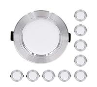 MQDLJSE Lot de 10 Spots LED encastrables 220 V pour Plafond 5 W, 9 W, 12 W, Panneau Lumineux Rond 15 W, 18 W, éclairage intérieur, Blanc Chaud, 9 W, Argent