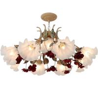 MQDLJSE Lustre à 9 lumières en Forme de Fleur dorée pour Chambre de Fille, en Verre Laiteux givré, Style Vintage, Style Sputnik, luminaire Suspendu, idéal pour Un Salon, Une Salle à Manger