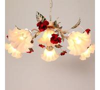 MQDLJSE Lustre à 9 lumières en Forme de Fleur dorée pour Chambre de Fille, en Verre Laiteux givré, Style Vintage, Style Sputnik, luminaire Suspendu, idéal pour Un Salon, Une Salle à Manger