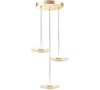 MQDLJSE Lustre LED doré en Acrylique pour Hall d'entrée, Haut Plafond, escalier, Suspension Simple, 3 Lampes, Fleurs de Lotus, Feuilles, Suspension pour Cuisine, îlot, Chambre, Salle à Man