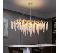 MQDLJSE Lustre rectangulaire en Cristal doré de Luxe, 13 lumières, en Forme de Goutte d'eau, pour Cuisine, Salon, Salle à Manger, Hall d'entrée, 110 cm, Design Branches d'arbre