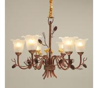 MQDLJSE Lustre Rustique à 6 lumières, Style campagnard français, décoration Vintage avec Oiseaux, Lampe Suspendue en Verre Laiteux, pour Salon, Salle à Manger, Chambre à Coucher, Cuisine,