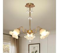 MQDLJSE Lustre Vintage français doré en Cristal Antique, Style Sputnik, luminaire Suspendu de Ferme, Style Milieu du siècle, en Verre Laiteux, pour Table à Manger, Chambre à Coucher, Salon