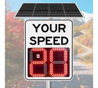 MQDLJSE Panneau de limitation de Vitesse Solaire à LED, Panneau Solaire en Aluminium, Panneau d'avertissement Routier, Limite de Vitesse réglable avec télécommande (60 x 90 cm/24 x 35 po)