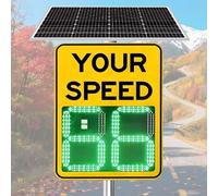 MQDLJSE Panneau de limitation de Vitesse Solaire à LED, Panneau Solaire en Aluminium, Panneau d'avertissement Routier, Limite de Vitesse réglable avec télécommande (50 x 70 cm/20 x 27 po)