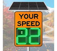 MQDLJSE Panneau de limitation de Vitesse Solaire à LED, Panneau Solaire en Aluminium, Panneau d'avertissement Routier, Limite de Vitesse réglable avec télécommande (50 x 70 cm/20 x 27 po)