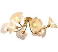 MQDLJSE Plafonnier décoratif Vintage à 3 lumières en cuivre et Verre, Motif Fleur de Lotus, luminaire décoratif de Plafond, Style Spoutnik, Style du Milieu du siècle, idéal pour Une chambr