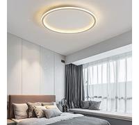MQDLJSE Plafonnier LED Rond, Design Nordique Moderne et Ultra-Fin, Montage en Surface, luminaire métallique pour Salon et Chambre à Coucher, Blanc + variateur d'intensité - 30 cm, 36 W