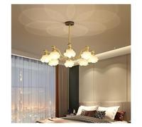 MQDLJSE Plafonnier LED Suspendu, Lustre rétro en Laiton, idéal pour Une Chambre, Un Salon, Une Salle à Manger ou Un Hall d'entrée. Luminaire Suspendu en Forme de Fleur de Style français.