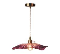 MQDLJSE Plafonnier LED Suspendu, Lustre rétro LED en Verre Violet, Fleur, personnalité, Laiton, luminaire Suspendu pour Hall d'entrée