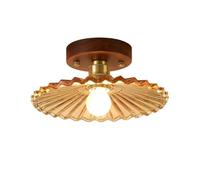 MQDLJSE Plafonnier Semi-encastré Vintage du Milieu du siècle, en Verre et Bois, idéal pour Un Couloir, Une Chambre, Une entrée ou Un Hall d'entrée (Marron - 11 cm)
