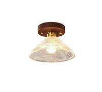 MQDLJSE Plafonnier Semi-encastré Vintage Style Milieu du siècle, en Verre et Bois, idéal pour Un Couloir, Une Chambre, Une entrée ou Un Hall d'entrée (Transparent - 16 cm)