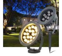 MQDLJSE Projecteur LED pour Arbre - Projecteur LED Rond d'extérieur, AC 220 V IP65 étanche, Triple branchement, éclairage pour Jardin, Cour, pelouse, Paysage (Jaune, A-3 W)