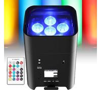 MQDLJSE Projecteur par sans Fil 6 en 1, 6 x 18 W RGBWA + UV, éclairage de scène alimenté par Batterie 8 800 mAh avec Application, télécommande et contrôle DMX, écran LCD, pour DJ, spectacl