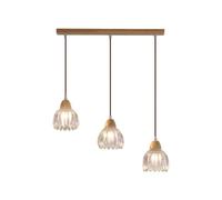 MQDLJSE Suspension 3 lumières Colgante avec Abat-Jour en Verre Transparent en Forme de Fleur, Style Japonais Wabi-Sabi, Lustre de Plafond rétro pour îlot de Cuisine, loft