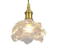 MQDLJSE Suspension de Style rétro français, Lustre à Une tête à culot E14, Lampe Suspendue créative en métal et Verre en Forme de Fleur, luminaires décoratifs pour Chevet, Balcon, Salon de