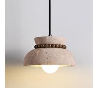 MQDLJSE Suspension en Pierre Naturelle, luminaire Suspendu en Pierre, Lampe de Chevet de Chambre à Coucher, E27, Lampes suspendues en travertin Jaune, Lampes suspendues japonaises pour sal