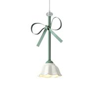 MQDLJSE Suspension en Verre à pétales en céramique Rose et Blanche pour Chambre d'enfant, Longue Lampe linéaire Verte, Lustre Floral, îlot de Cuisine, Table à Manger, Chambre d'enfant