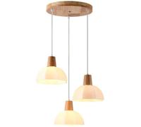 MQDLJSE Suspension linéaire à 3 lumières pour îlot de Cuisine, Style Vintage, en Verre, Style Floral, luminaire Simple, Style français, luminaire Suspendu, en Bois, pour Salle à Manger, fe