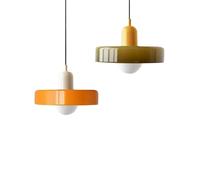 MQDLJSE Suspension Nordique en Verre Couleur Bonbon, Lampe à tête Unique pour Salon, Chambre à Coucher, Bureau, Salle à Manger, Bar, luminaires décoratifs d'intérieur (Couleur : Orange ver