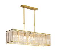 MQDLJSE Suspension rectangulaire en Cristal Style Vintage, luminaire linéaire Suspendu pour Salle à Manger, Cuisine, îlot, hôtel (doré)