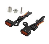 Mqetly 2 Pièces Feu de Clignotant Latéral LED Motocyclette Indicateur de Avant Remplacement Facile Aluminium Convient pour Motards Réparation, Noir et Jaune