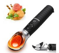 MQFORU Cuillère à glace chauffante, cuillère à glace électrique rechargeable avec écran LED, chaleur portable à 4 niveaux 40-70 °C, 2500 mAh pour glace dure, convient au lave-vaisselle (Noir)