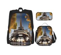 MQGMZ Cityscape Paris Tour Eiffel France Sac à livres grande capacité léger pour ordinateur portable Sac à déjeuner isotherme, noir, One Size