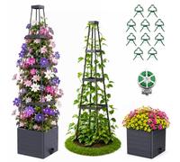 MQHUAYU 1Pack 145cm Jardinière Tomate avec Treillis, Auto-Arrosage | Arrosage Automatique, Tuteur Support Tomate, Treillis pour Plantes Grimapantes, Légumes, Fleurs, Intérieur et Extérieur