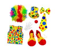 Mqiklt Ensemble de Costume de Clown, Tenue de Cosplay Polyvalente pour Masqués, Fêtes et Célébrations