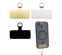 MQLSAERI Patch pour Lanière de Téléphone, Lot de 3 Patins de Chaîne de Téléphone Portable et Crochet de Lanière Universel pour Étui de Téléphone Portable - noir + or + argent
