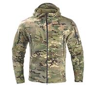 MQMYJSP Veste militaire pour homme : combat tactique en polaire, fermeture éclair intégrale, avec capuche, idéale pour la randonnée, multicam, XL