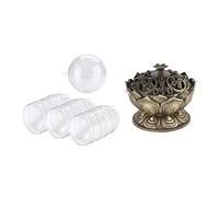 MQODLFP 1 brûleur d'encens Bouddha en forme de fleur de lotus fait à la main et 24 boules à suspendre pour sapin de Noël de 80 mm